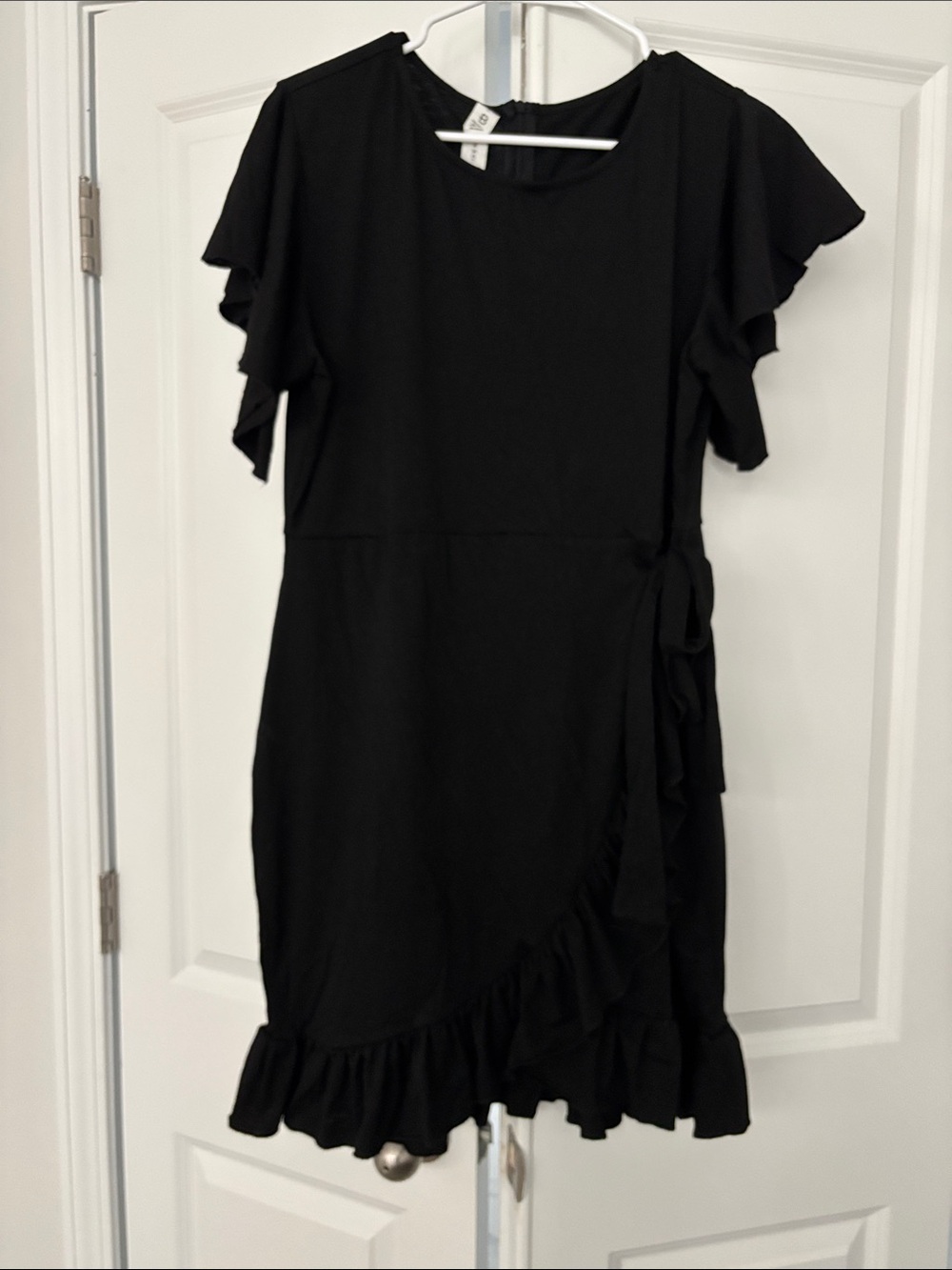 Women’s Black Ruffle Wrap Mini Dress